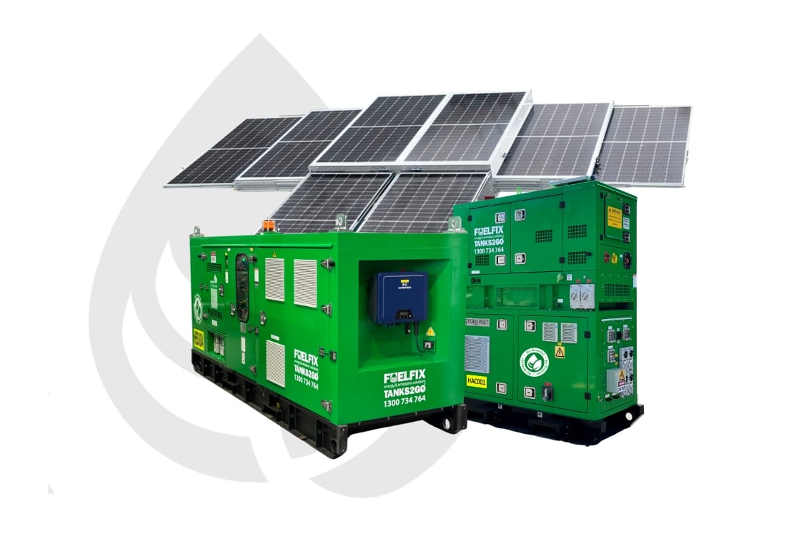 Fuelfix range of hybrid generators with solar trailer
