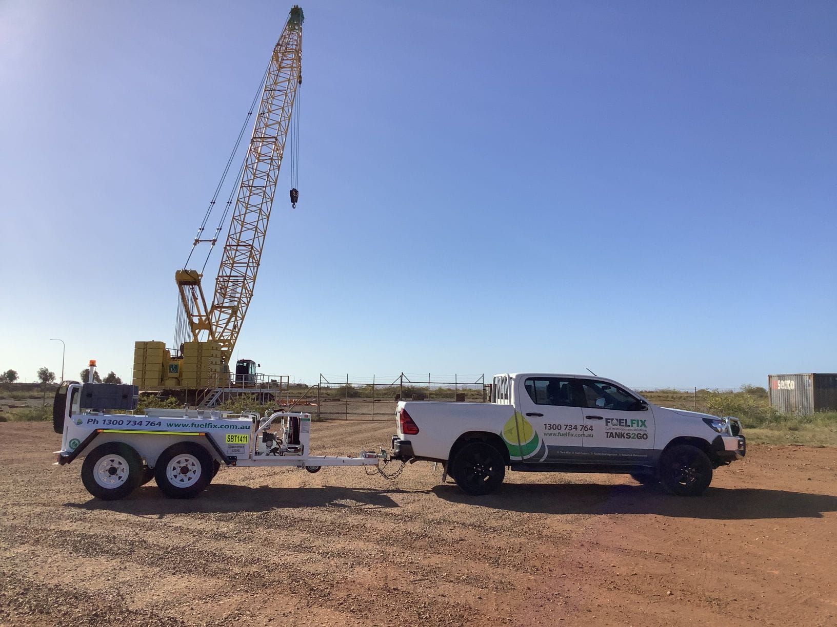 fuel trailer on construction site